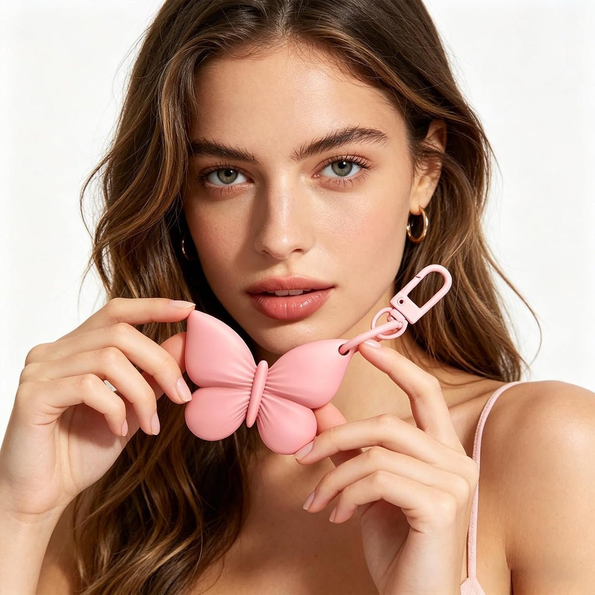Cute Butterfly Lip Balm Holder Keychain Silicone Lipstick Case with Clip Portable Chapstick Holder for Purse Bag