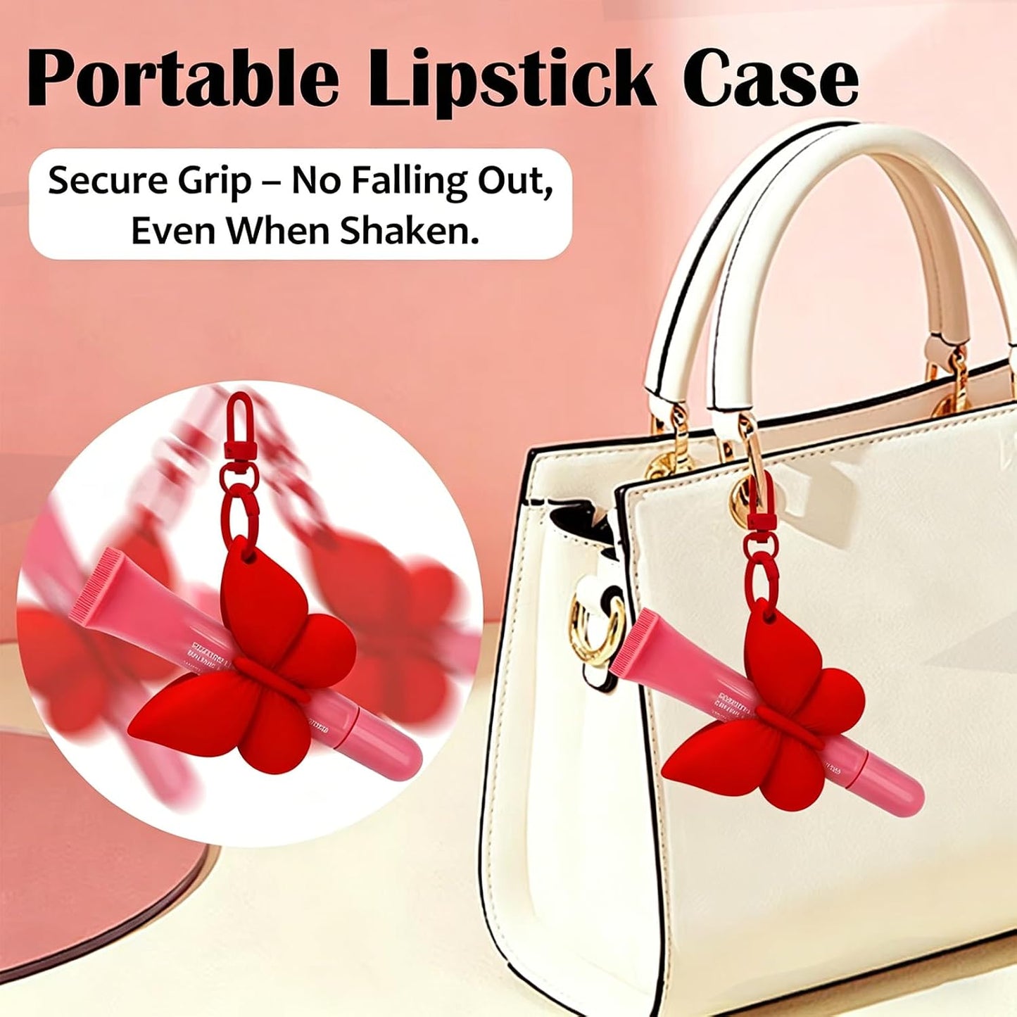 Cute Butterfly Lip Balm Holder Keychain Silicone Lipstick Case with Clip Portable Chapstick Holder for Purse Bag