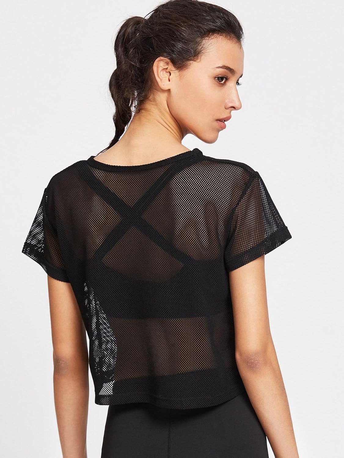 Women's Tie Dye Casual Eyelet Mesh Crop Top